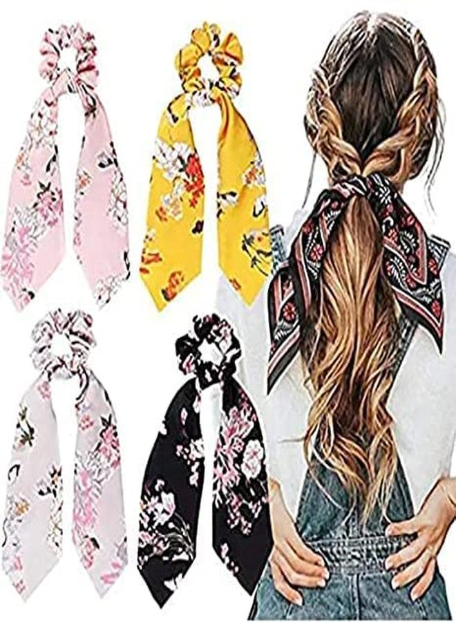 LIGAMENT Scrunchies Women Hair Ribbon Scrunchies Ties Satin Floral Scarf Chiffon Hair Bands crunchies (Crunchy 10 PC) - Image 3