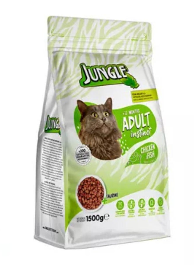 جانغل هو الخيار المثالي لتلبية احتياجات قطتكِ البالغة من جميع الأنواع. يحتوي هذا الطعام على مزيج غني من البروتين الحيواني من الدجاج والسمك، مع إضافات من التورين والأوميغا 3 لضمان صحة قلب قطتكِ وعينيها. صُمم خصيصًا للقطط التي تزيد أعمارها عن 12 شهرًا، ويُعتبر خيارًا غذائيًا متكاملًا يدعم النشاط اليومي ويعزز الصحة العامة 1.5kg