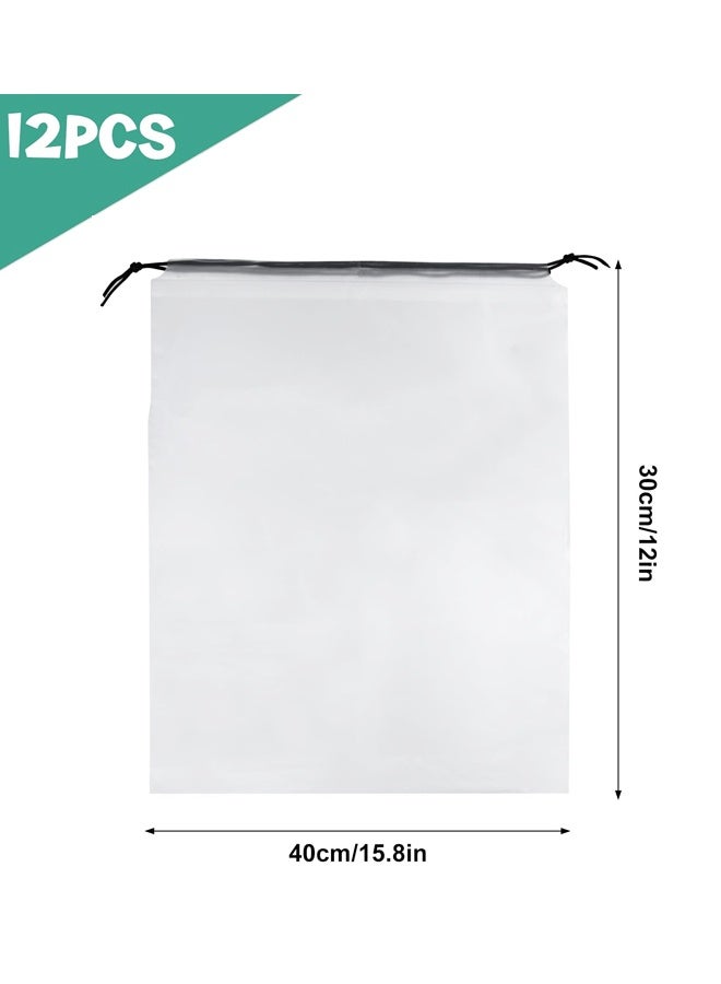 12 قطعة من حقائب الأحذية للسفر، حقائب أحذية سفر شفافة برباط للتعبئة ومنظمة أحذية مقاومة للماء والغبار للنساء والرجال، أدوات أساسية محمولة للسفر - Image 2