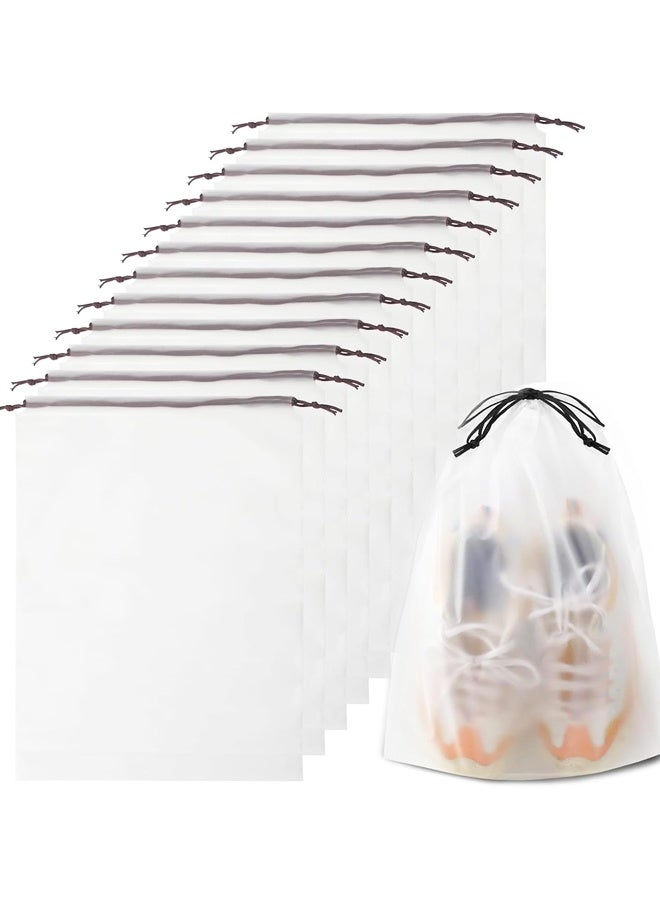 12 قطعة من حقائب الأحذية للسفر، حقائب أحذية سفر شفافة برباط للتعبئة ومنظمة أحذية مقاومة للماء والغبار للنساء والرجال، أدوات أساسية محمولة للسفر - Image 1