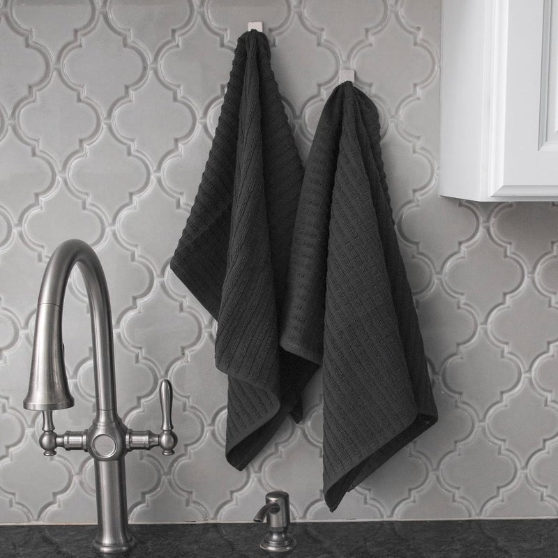 Ritz Royale Collection 100% Combed Terry Cotton, Highly Absorbent, Oversized, Kitchen Towel Set, 28" x 18", 2-Pack, Solid Graphite - Image 5