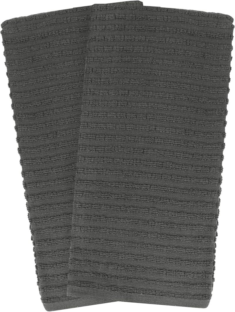 Ritz Royale Collection 100% Combed Terry Cotton, Highly Absorbent, Oversized, Kitchen Towel Set, 28" x 18", 2-Pack, Solid Graphite - Image 2