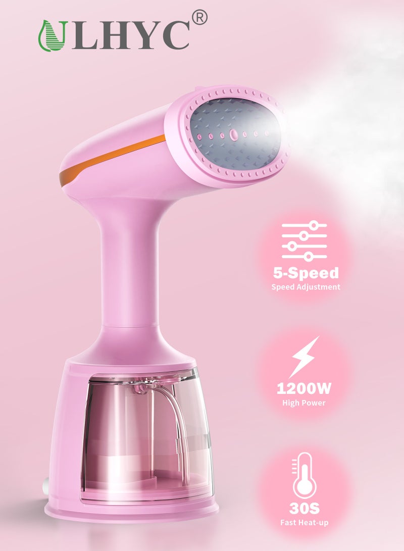 ULHYC 1200W High-Power Handheld Steam Iron with 30-Second Fast Heat-Up, 5 Smart Modes, Suitable for All Fabrics, Effective Wrinkle Removal, Portable Design, Pink | Gift Recommendation - Image 1