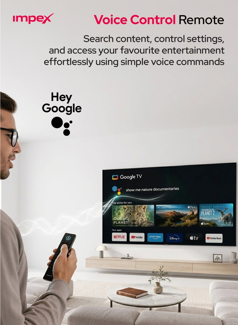 Impex 85 Inch 4K Ultra HD Smart QLED Google TV, Frameless Design, Dolby Audio,Voice Control Remote, Support Wi-Fi, Bluetooth, Optical, HDMI ARC With eARC& USB evoQ 85S4QLC2 black - Image 5