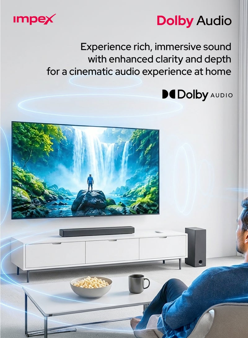 Impex 85 Inch 4K Ultra HD Smart QLED Google TV, Frameless Design, Dolby Audio,Voice Control Remote, Support Wi-Fi, Bluetooth, Optical, HDMI ARC With eARC& USB evoQ 85S4QLC2 black - Image 4