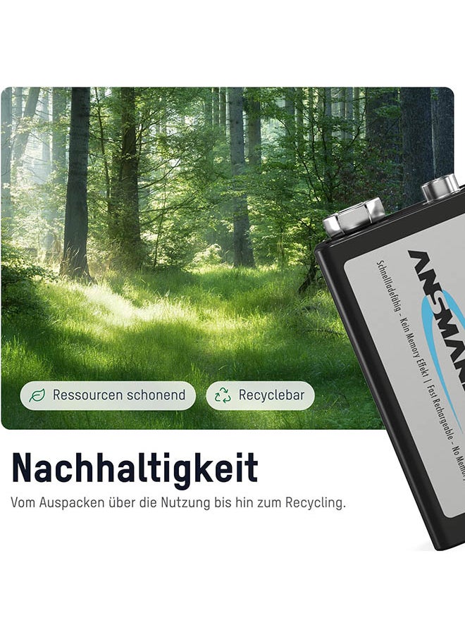 ANSMANN 9V Block Rechargeable Battery - 300Mah Nimh Low Self Discharge Maxe Technology  - Image 3