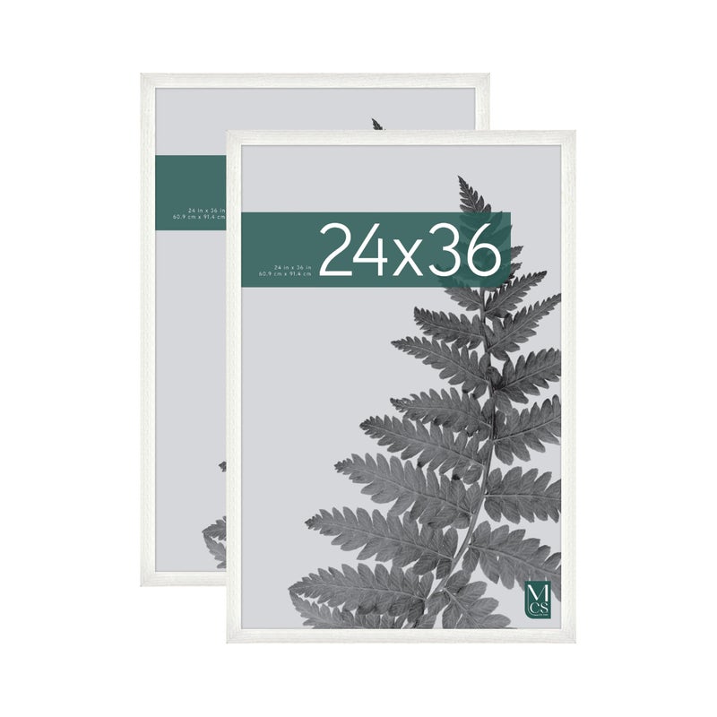 MCS Studio Gallery 24x36 Poster Frame White Woodgrain Vertical  Horizontal Wall Hanging Large Picture Frame for Photos Posters  Art Prints 2Pack