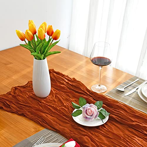 Mandy's Artificial Tulips 20 Stems Sunset PU Faux Flowers for Wedding Home Decor 13.5 Inch - Image 3