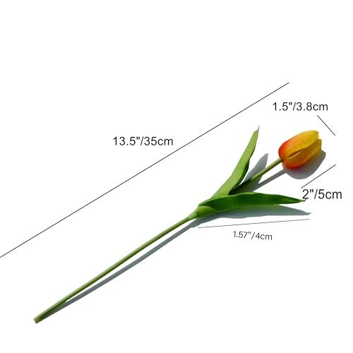 Mandy's Artificial Tulips 20 Stems Sunset PU Faux Flowers for Wedding Home Decor 13.5 Inch - Image 2