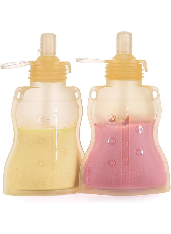 Haakaa Reusable Pouches for Toddlers, Food Grade Silicone, 4oz, 2 Pack - Image 1