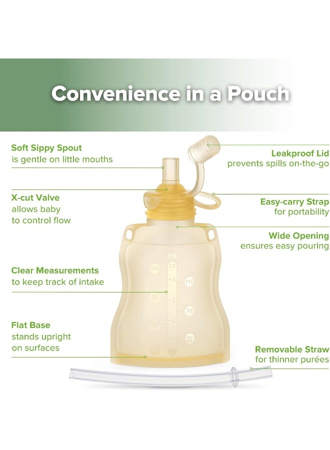 Haakaa Reusable Pouches for Toddlers, Food Grade Silicone, 4oz, 2 Pack - Image 4