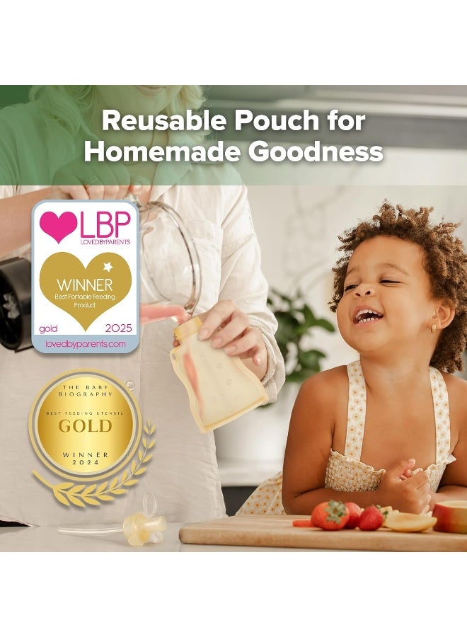 Haakaa Reusable Pouches for Toddlers, Food Grade Silicone, 4oz, 2 Pack - Image 2