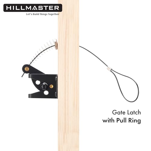 HILLMASTER Self Locking Gate Latch for Wooden Fence Heavy Duty,Gravity Lever Fence Door Latches with Steel Spring Cable Pull String Gate Hardware Gate Lock for Outdoor Secure Pool,Garden,Black Finish - Image 5