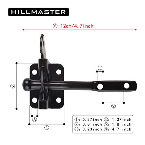 HILLMASTER Self Locking Gate Latch for Wooden Fence Heavy Duty,Gravity Lever Fence Door Latches with Steel Spring Cable Pull String Gate Hardware Gate Lock for Outdoor Secure Pool,Garden,Black Finish - Image 4