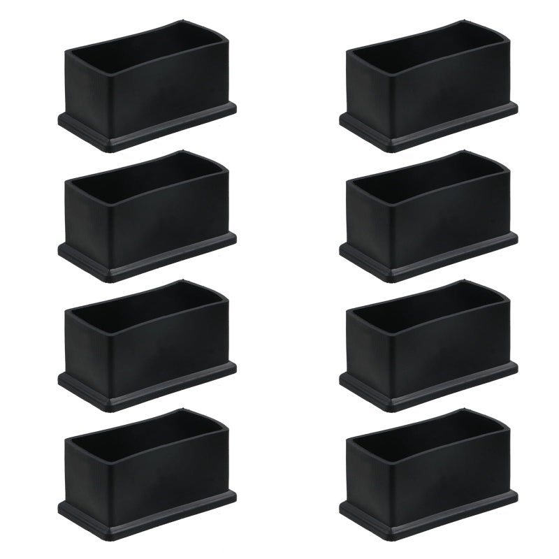Geesatis 12 PCS 2" X 1" Rubber Furniture Feet Cover, Table Chair Leg Cover, Hardwood Floor Protector, Double Thickness, Black, PVC, Rectangle - Image 1