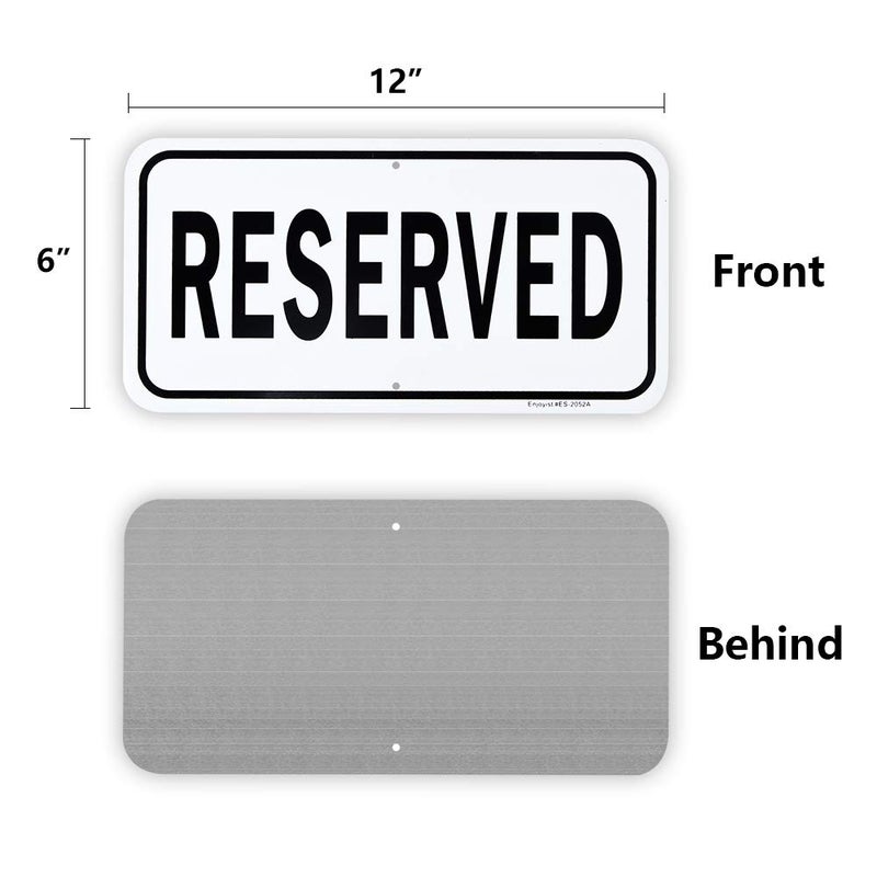 Enjoyist 2 Pack Reserved Sign, 12""X 6"" - .040 Aluminum Reflective Sign Rust Free Aluminum-Uv Protected And Weatherproof - Image 2