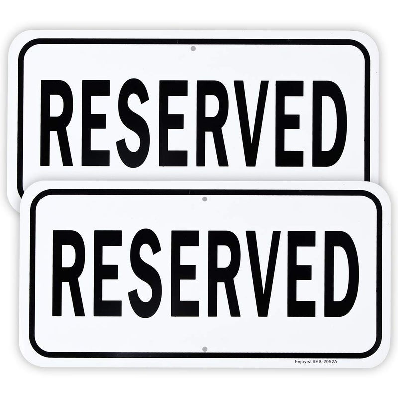 Enjoyist 2 Pack Reserved Sign, 12""X 6"" - .040 Aluminum Reflective Sign Rust Free Aluminum-Uv Protected And Weatherproof - Image 1