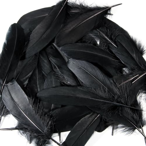 THARAHT 120pcs Black Goose Feathers Natural Bulk 6-8 inch 15-20cm for Crafts DIY Cosplay Wedding Party Halloween Decoration Goose Nagoire Feathers - Image 3