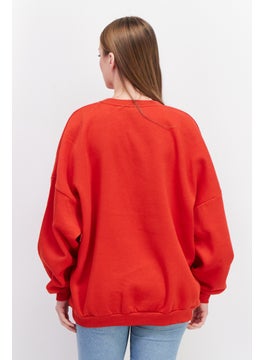 Don't Call Me Jennyfer Women Oversized Pull Over Long Sleeve Sweatshirts, Red  - Image 3
