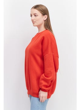 Don't Call Me Jennyfer Women Oversized Pull Over Long Sleeve Sweatshirts, Red  - Image 2