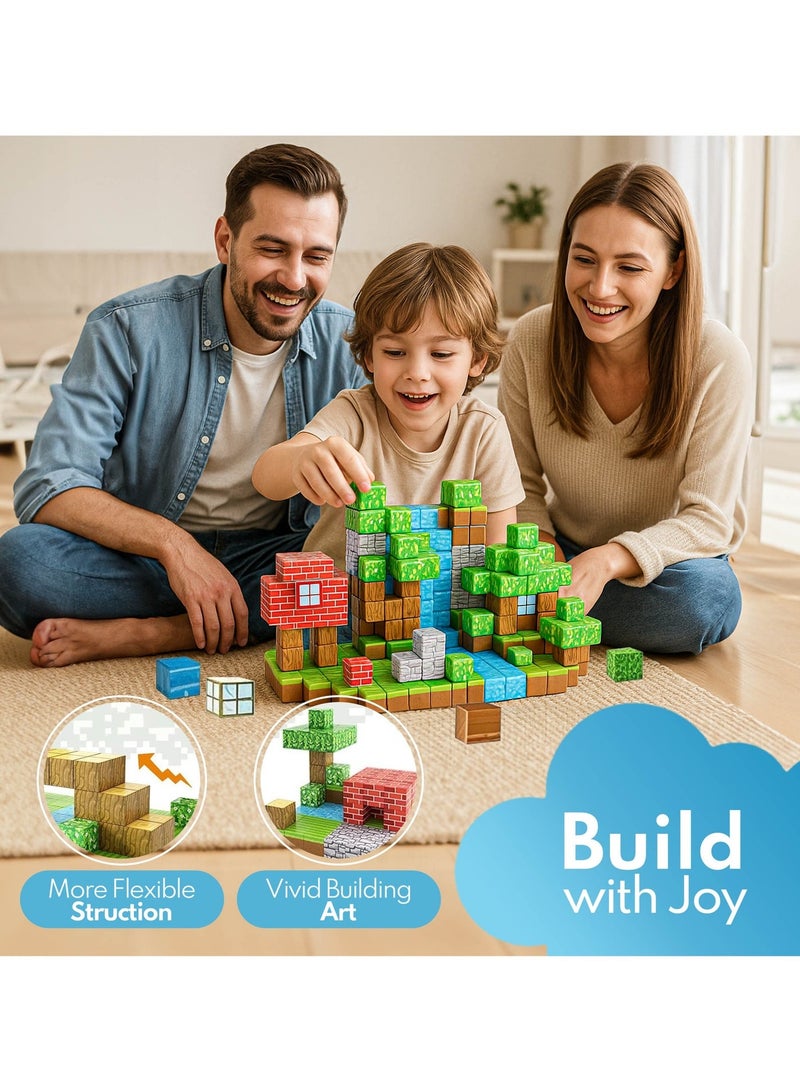 Bukela Magnetic Blocks, 100PCS Magnets Cubes, Magnetic Building Blocks STEM Montessori Sensory Toys for 3 4 5 6 7 8-13 Year Old Boys Girls Birthday for Kids - Image 2