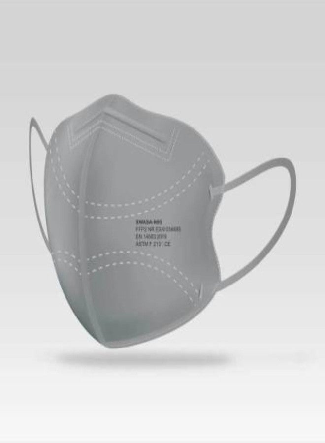 SWASA PLUS PM0.3 Nanofiber Reuseable N95 Mask (Grey, Without Valve, Pack of 10) for Unisex (10) - Image 2