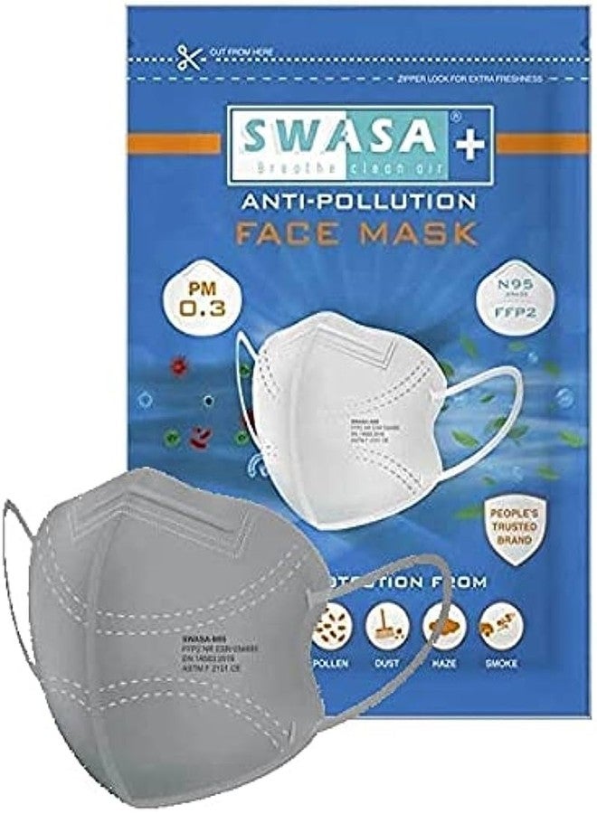SWASA PLUS PM0.3 Nanofiber Reuseable N95 Mask (Grey, Without Valve, Pack of 10) for Unisex (10) - Image 1