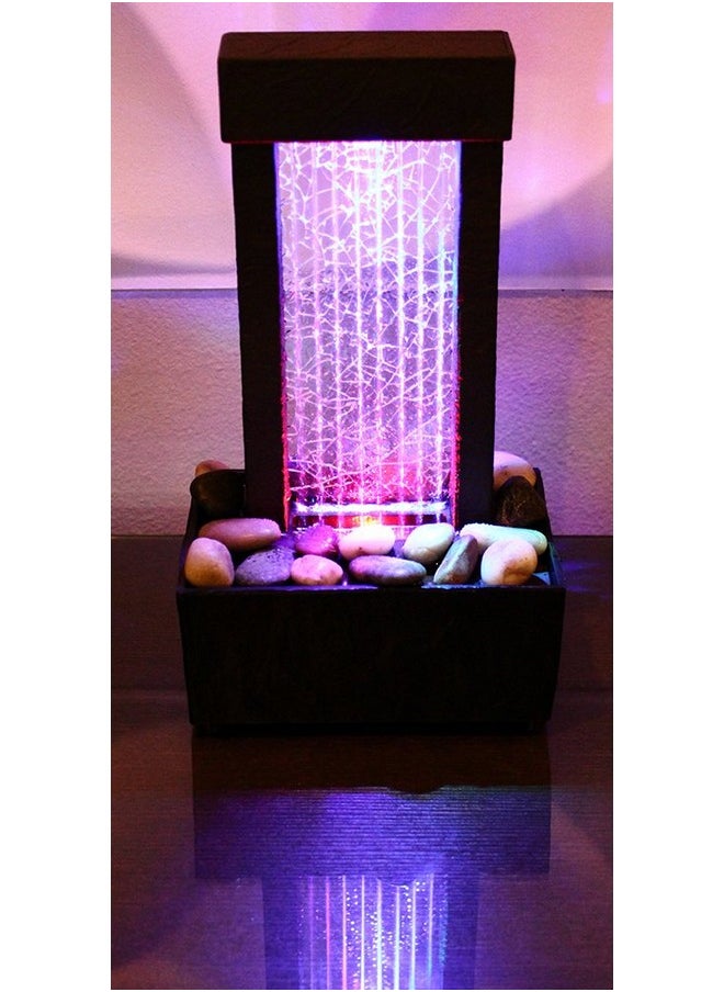 Nature's Mark Nature's Mark 10" H Crackled Glass Light Show Tabletop Water Fountain with Natural River Rocks and Color Changing LED Lights (Corded)  - Image 3