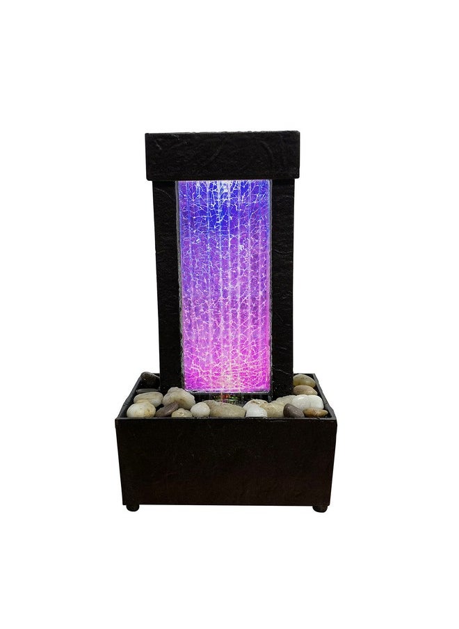 Nature's Mark Nature's Mark 10" H Crackled Glass Light Show Tabletop Water Fountain with Natural River Rocks and Color Changing LED Lights (Corded)  - Image 1