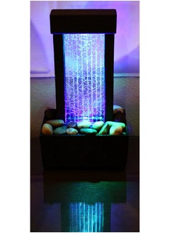 Nature's Mark Nature's Mark 10" H Crackled Glass Light Show Tabletop Water Fountain with Natural River Rocks and Color Changing LED Lights (Corded)  - Image 5