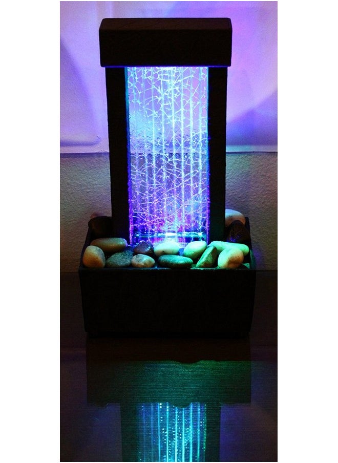 Nature's Mark Nature's Mark 10" H Crackled Glass Light Show Tabletop Water Fountain with Natural River Rocks and Color Changing LED Lights (Corded)  - Image 5