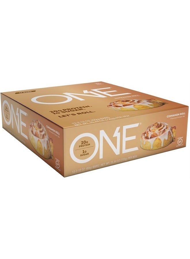 One Protein Bars, Cinnamon Roll, Gluten Free Protein Bars with 20g Protein and Only 1g Sugar, Guilt-Free Snacking for High Protein Diets, 2.12 oz (12 Count) - Image 2