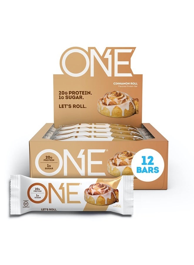 One Protein Bars, Cinnamon Roll, Gluten Free Protein Bars with 20g Protein and Only 1g Sugar, Guilt-Free Snacking for High Protein Diets, 2.12 oz (12 Count) - Image 1
