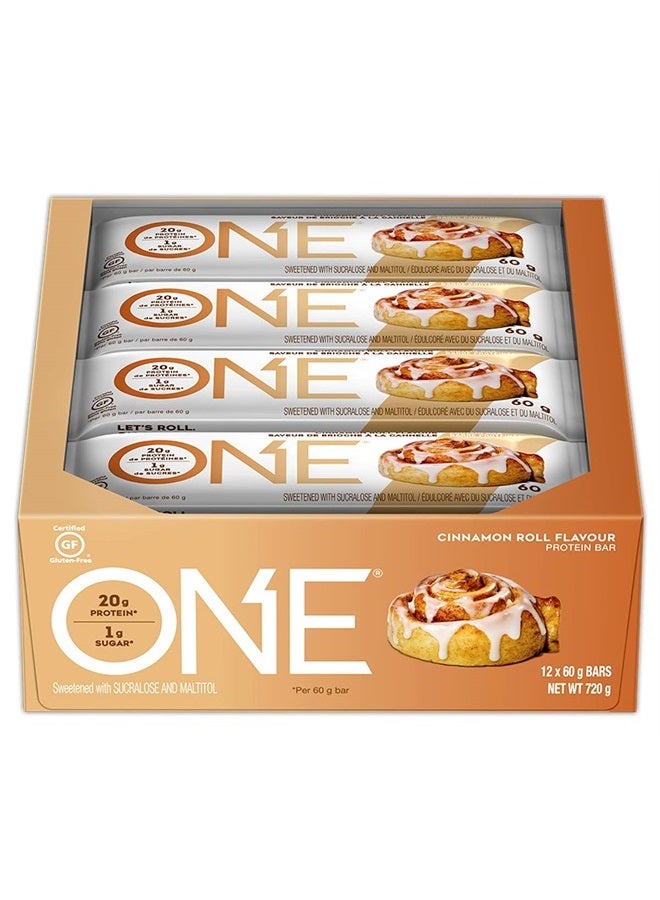 One Protein Bars, Cinnamon Roll, Gluten Free Protein Bars with 20g Protein and Only 1g Sugar, Guilt-Free Snacking for High Protein Diets, 2.12 oz (12 Count) - Image 3