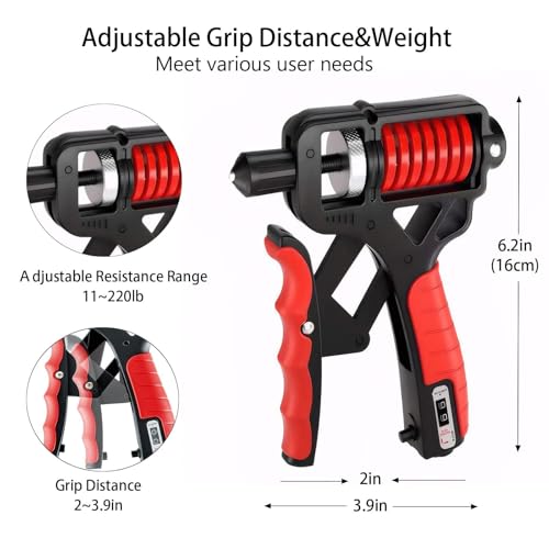 VIHAX Counter 5KG To 165KG Weight Adjustable Professional Counter Hand Gripper for Men & Women Counter Hand Grip Finger Exerciser Power Gripper - Image 5