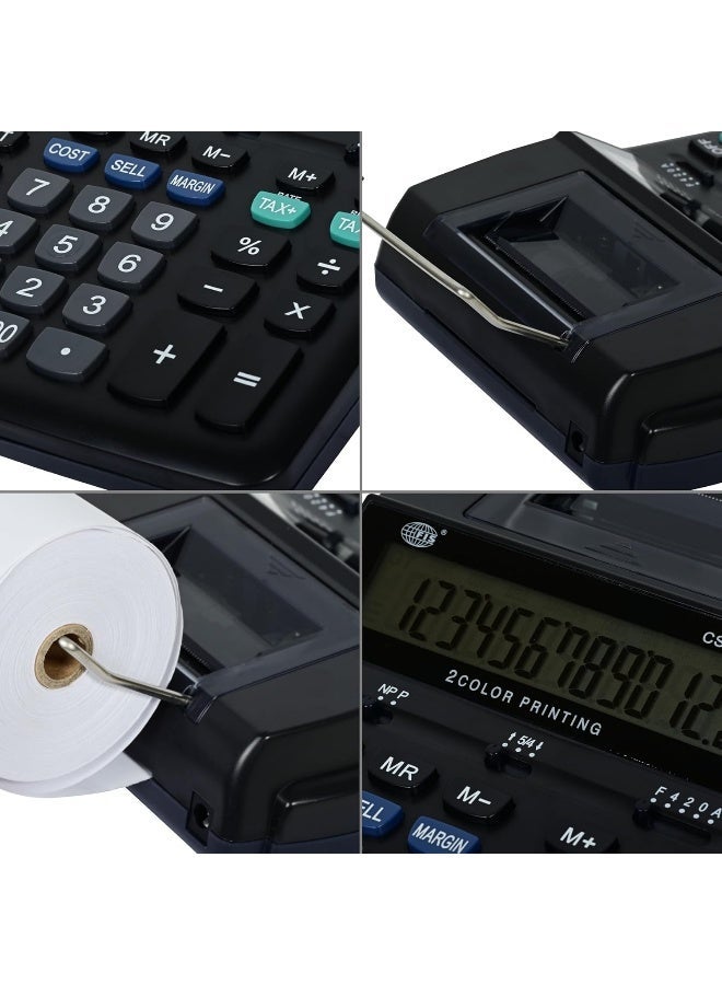 FIS 2 Color Printing Calculator with Paper Roll & AC Adapter, 12 Digits, Black - Image 4