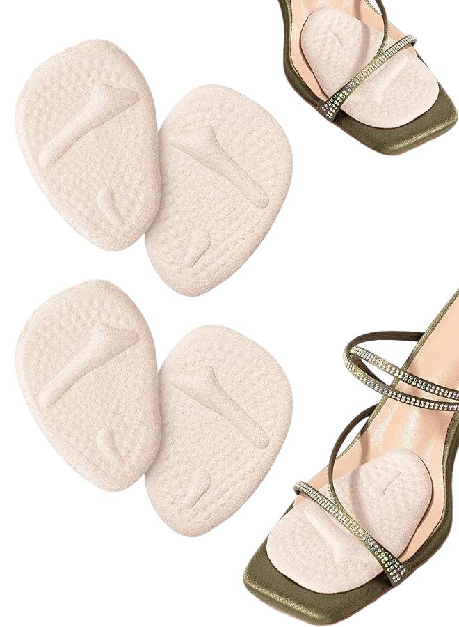 2Pairs النساء كرة من وسائد القدم مكافحة الانزلاق وسائد القدم لفتح إصبع القدم أحذية كعب إدراجات للنساء ، لا انزلاق كعب قبضات بطانات وسائد الأحذية لفرقات الأحذية الفضيحة (لون الجلد) - Image 1