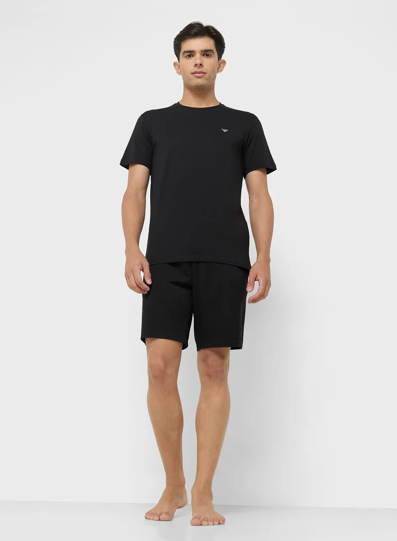 امبوريو ارماني Logo T-Shirt And Shorts Set