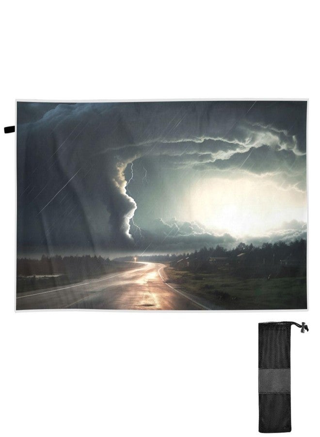 KEEPREAL Black Tornado Beach Towel Super Absorbent Oversized Travel Towels, Lightweight Quick Dry Towel for Swimming Camping Holiday, 30”X60” - Image 1