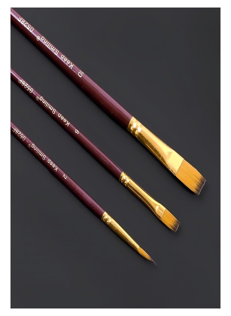 Keep Smiling Keep Smiling 3pcs Nylon Hair Acrylic Oil Painting Artist Paint Brush for Art Drawing Painting - Image 3