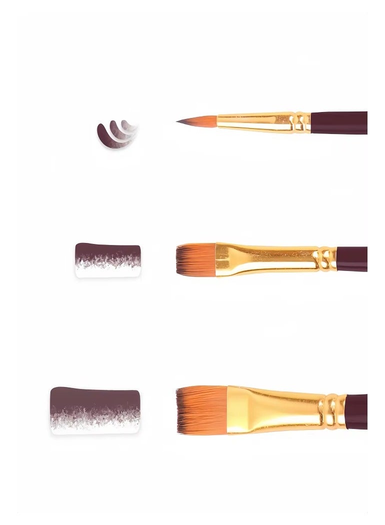 Keep Smiling Keep Smiling 3pcs Nylon Hair Acrylic Oil Painting Artist Paint Brush for Art Drawing Painting - Image 4