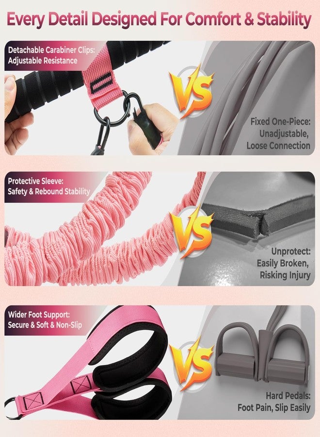kullder Upgraded Multifunction Pedal Resistance Band with Handle, 3 Tube Adjustable Resistance Bands, Full Body Fitness Exercise Equipment for Abdomen, Waist, Arm, Core/ABS, Leg, Physical Therapy (Pink) - Image 4