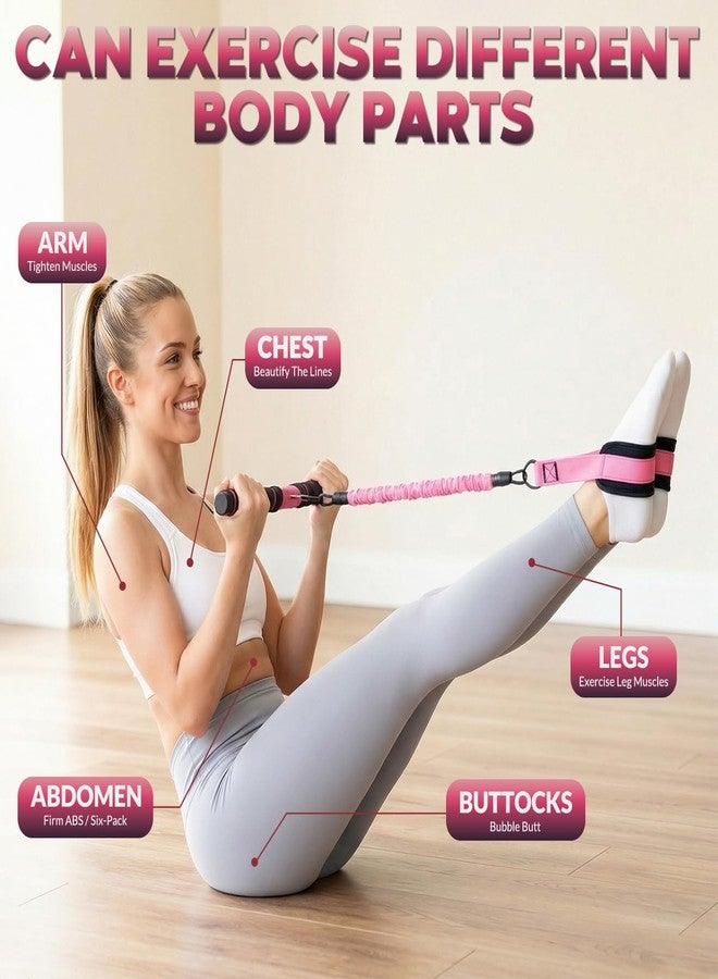 kullder Upgraded Multifunction Pedal Resistance Band with Handle, 3 Tube Adjustable Resistance Bands, Full Body Fitness Exercise Equipment for Abdomen, Waist, Arm, Core/ABS, Leg, Physical Therapy (Pink) - Image 3