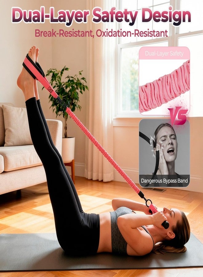 kullder Upgraded Multifunction Pedal Resistance Band with Handle, 3 Tube Adjustable Resistance Bands, Full Body Fitness Exercise Equipment for Abdomen, Waist, Arm, Core/ABS, Leg, Physical Therapy (Pink) - Image 5