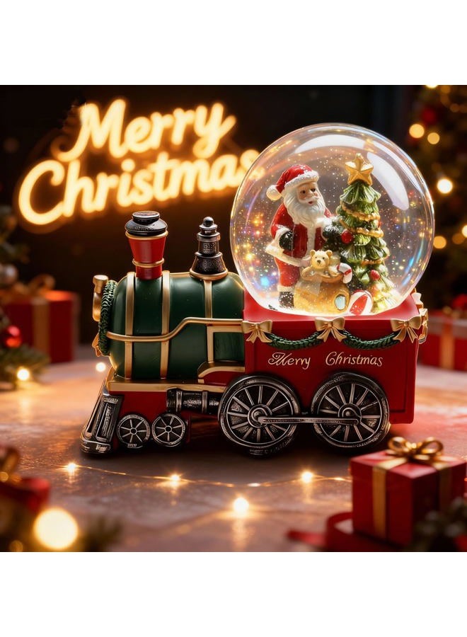 Aobaks Christmas Snow Globe with LED Light and Musical Snowflakes Holiday Decoration, 5.9 Inch Height Santa Claus Train Resin Snowglobe, Christmas Holiday Indoor Decor. - Image 3