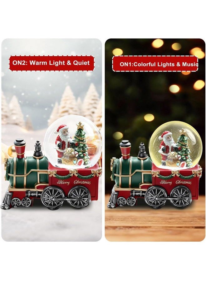 Aobaks Christmas Snow Globe with LED Light and Musical Snowflakes Holiday Decoration, 5.9 Inch Height Santa Claus Train Resin Snowglobe, Christmas Holiday Indoor Decor. - Image 5