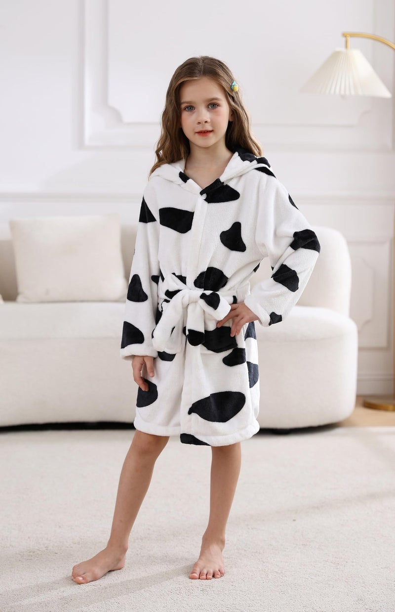 Girls Bathrobe Kids Gifts for Toddler Boys Robe Cow Size 7-8T - Image 5