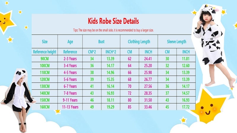Girls Bathrobe Kids Gifts for Toddler Boys Robe Cow Size 7-8T - Image 2