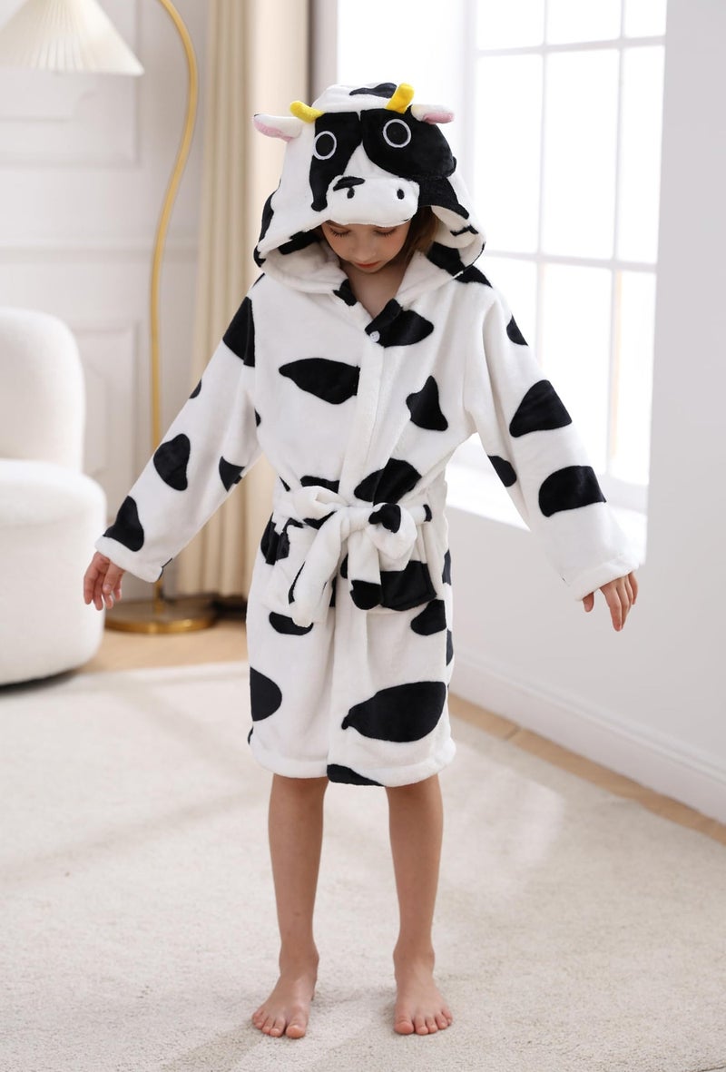 Girls Bathrobe Kids Gifts for Toddler Boys Robe Cow Size 7-8T - Image 3