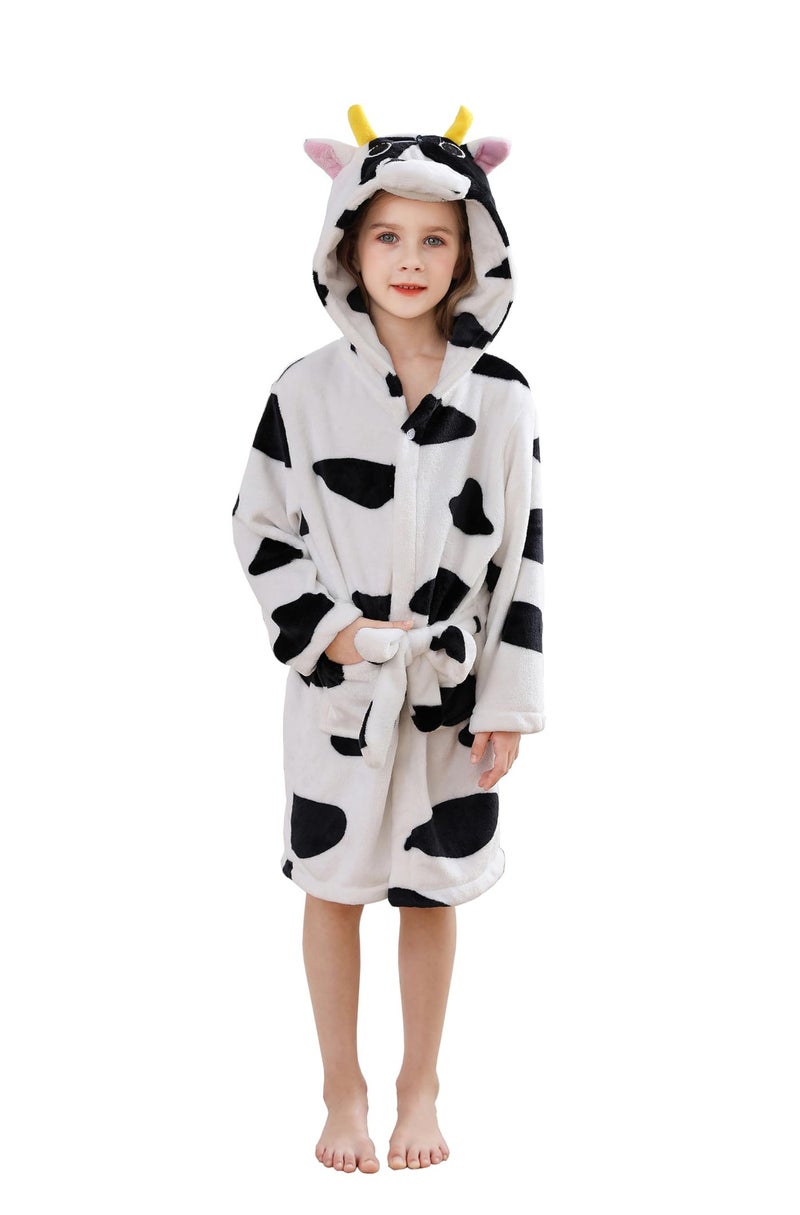 Girls Bathrobe Kids Gifts for Toddler Boys Robe Cow Size 7-8T - Image 1